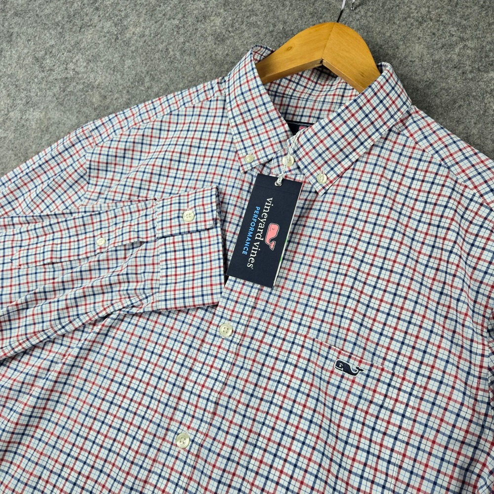 Vineyard Vines Classic Tucker Shirt Mens Large Red Plaid Performance Button Down